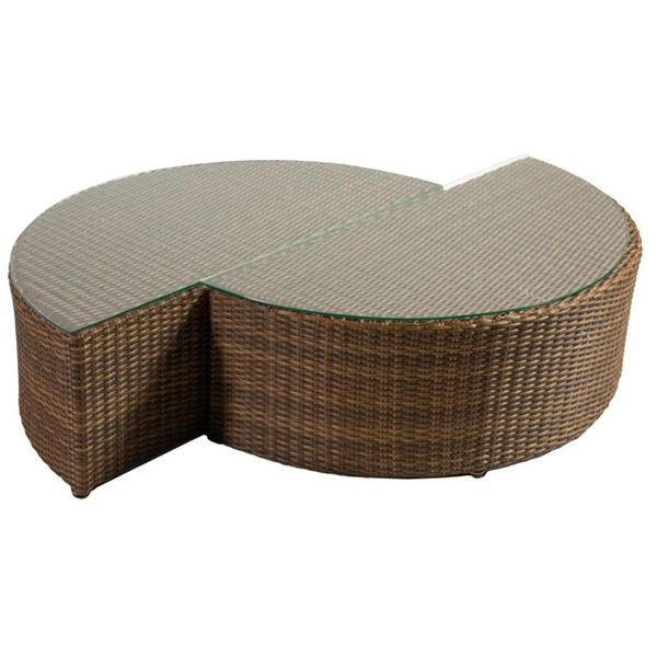 Rossi Outdoor Patio Round Sofa Set 8 Seater, 1 Side Table And 2 Center Table (Brown)