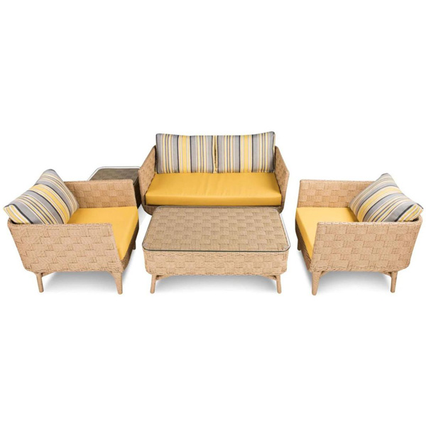 Palerma Outdoor Sofa Set 2 Seater, 2 Single Seater, 1 Center Table (Honey)