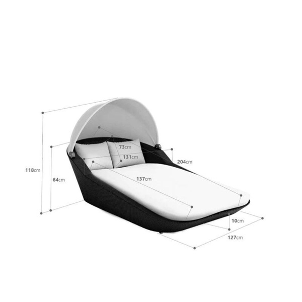 Bianchi Outdoor Poolside Sunbed With Cushion Daybed (Brown)