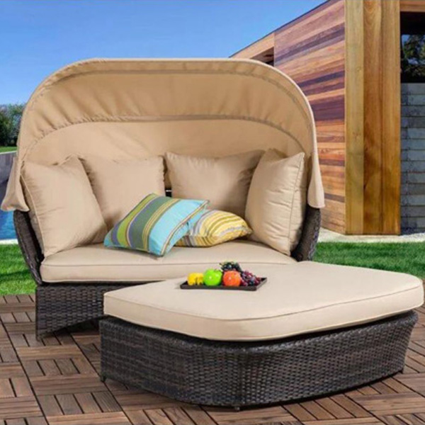 Dani Outdoor Poolside Sunbed With Cushion Daybed (Brown)