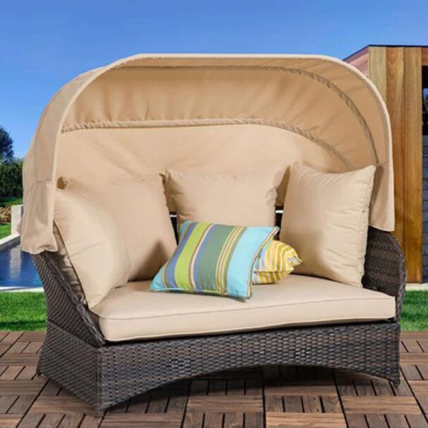 Dani Outdoor Poolside Sunbed With Cushion Daybed (Brown)