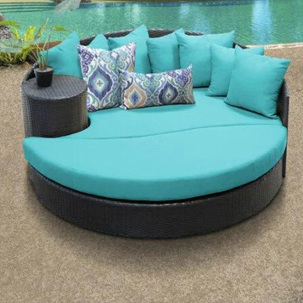 Dona Outdoor Poolside Sunbed With Cushion Daybed (Black)