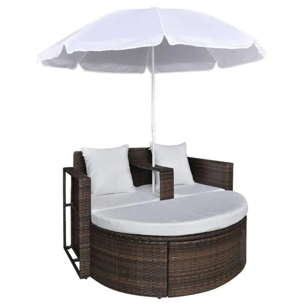 Donatello Outdoor Poolside Sunbed With Cushion Daybed (Brown)