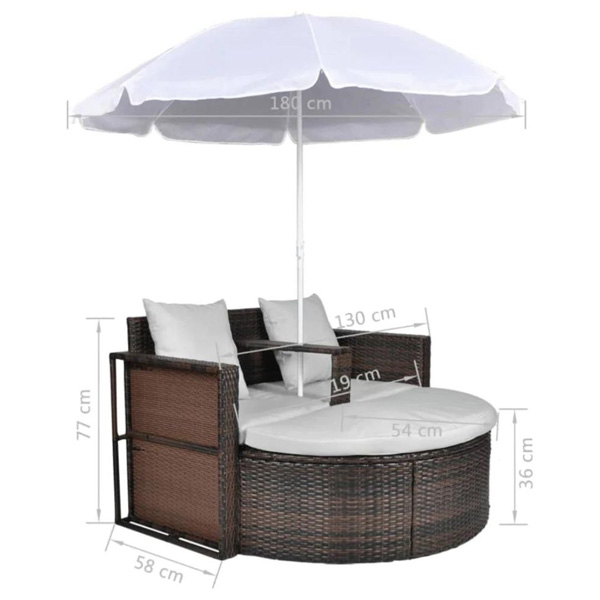 Donatello Outdoor Poolside Sunbed With Cushion Daybed (Brown)