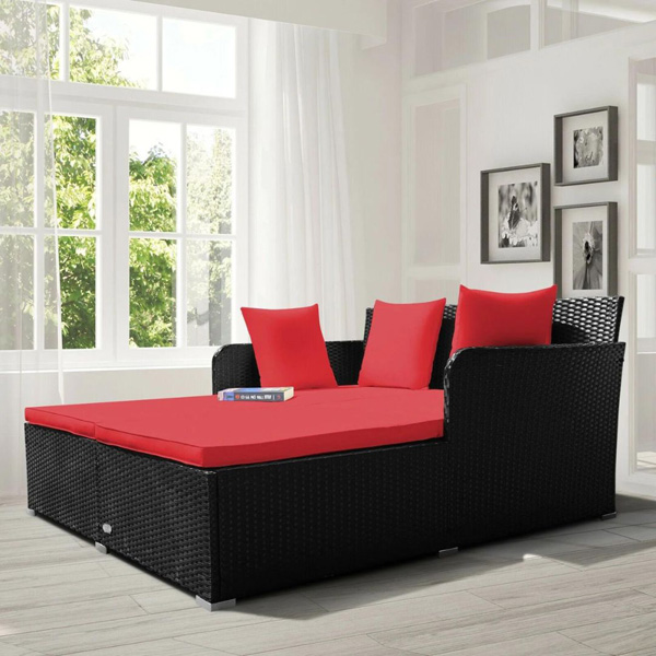 Maurizio Outdoor Poolside Sunbed With Cushion Daybed (Black)