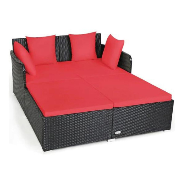 Maurizio Outdoor Poolside Sunbed With Cushion Daybed (Black)