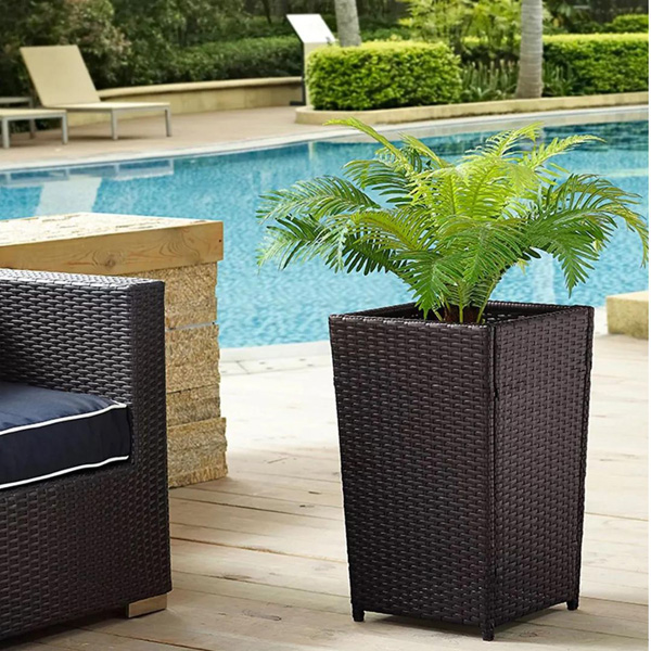 Nadi Outdoor Wicker Planters For Garden , Balcony (Black)