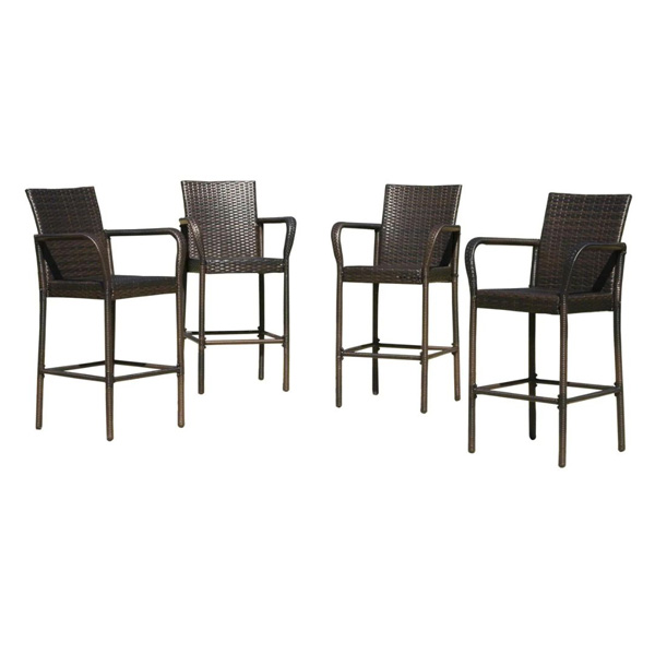 Dellucci Outdoor Patio Bar Chair 4 Chairs For Balcony (Brown)