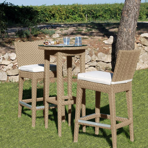 Lombardi Outdoor Patio Bar Sets 2 Chairs And 1 Table (Cream)