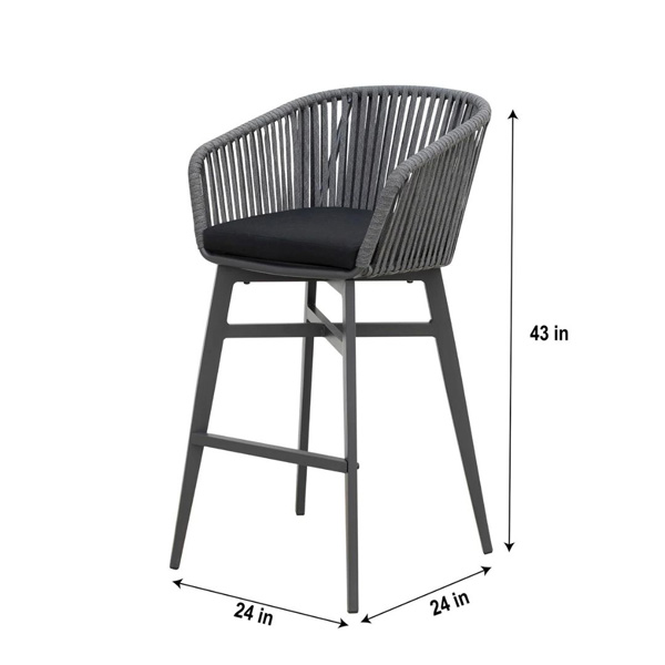 Teobaldo Outdoor Bar Chair 1 Garden Patio Bar Stool For Balcony Chair (Dark Grey)