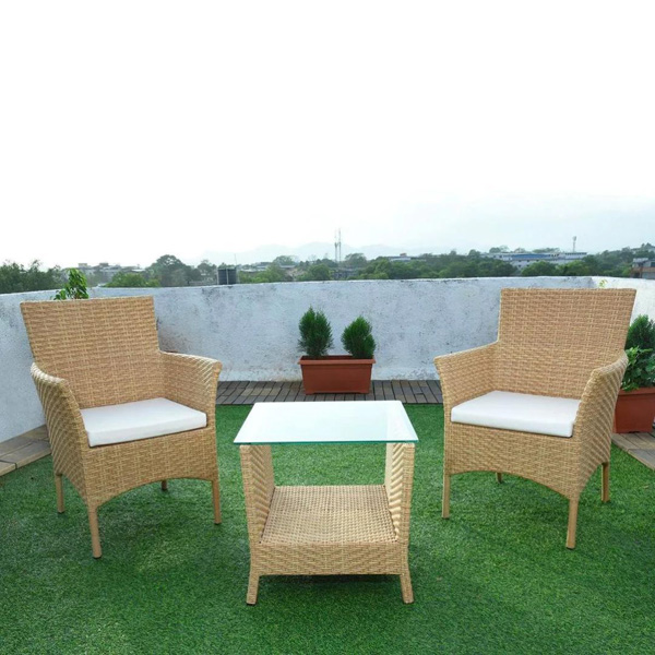 Babai Outdoor Patio Seating Set 2 Chairs And 1 Table Set (Cream)