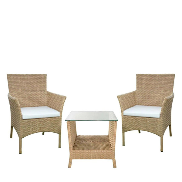 Babai Outdoor Patio Seating Set 2 Chairs And 1 Table Set (Cream)