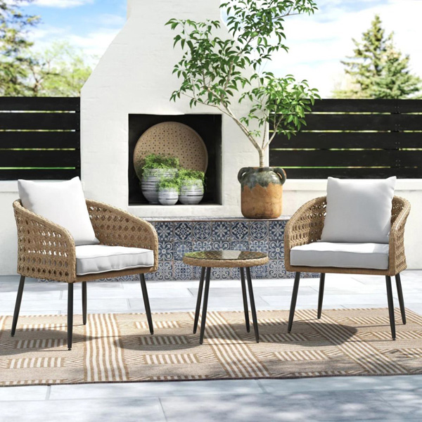 Yuri Outdoor Patio Seating Set 2 Chairs And 1 Table Set (Honey)