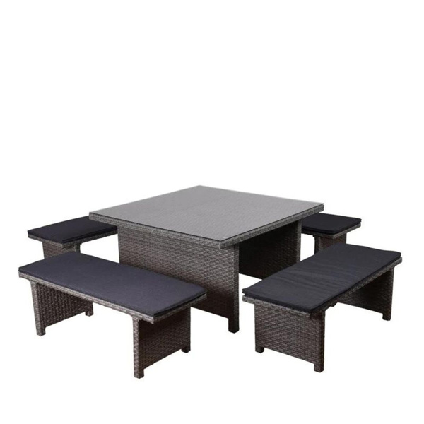 Eula Outdoor Patio Dining Set 4 Chairs And 1 Table (Gray)