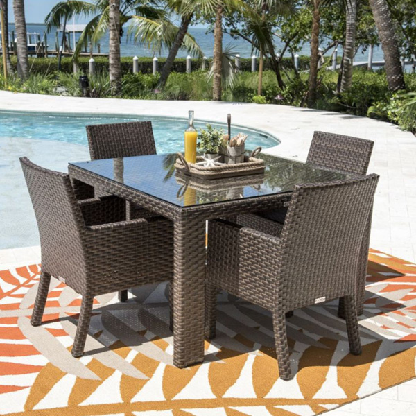 Napolitano Outdoor Patio Dining Set 4 Chairs And 1 Table (Brown)