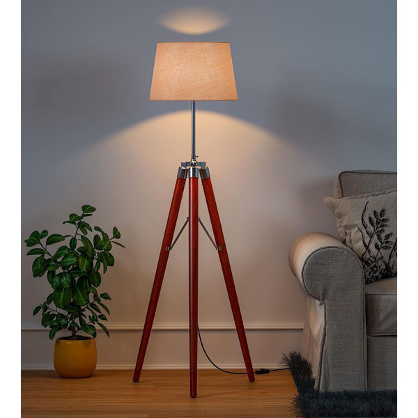 Tripod Floor Lamp with  Jute Shade ( Nickel Finish )