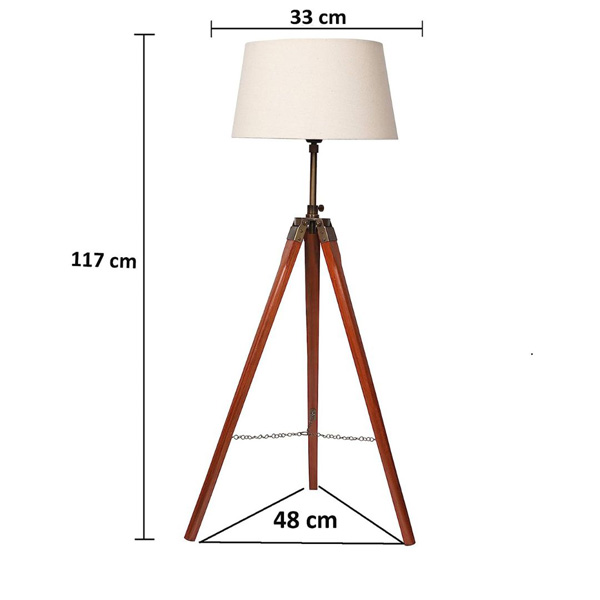 Tripod Floor Lamp with  Wooden Shade ( Brass Finish )